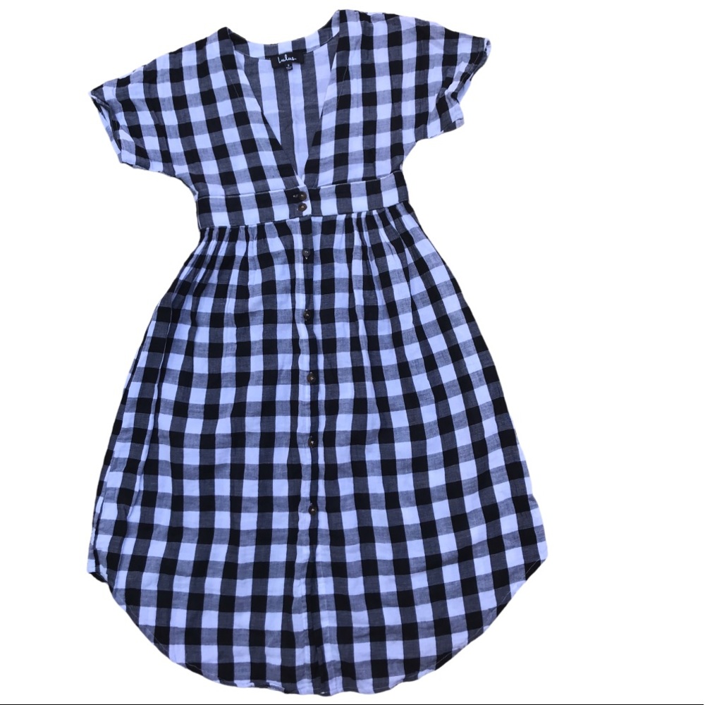 Lulus Checks Out Gingham Button-Front Midi Dress - image 3